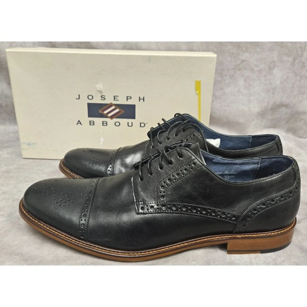 Joseph Abboud Mens Black Owings Cap-Toe Lace up  Oxford  size 13D New